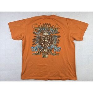 2018 Sturgis Black Hills Rally Skull Native American Tomahawk Headdress Shirt L